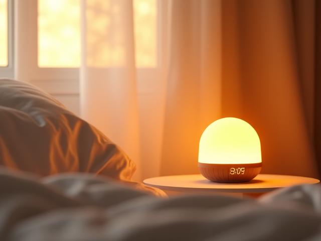 Réveil lumineux simulant le lever du soleil